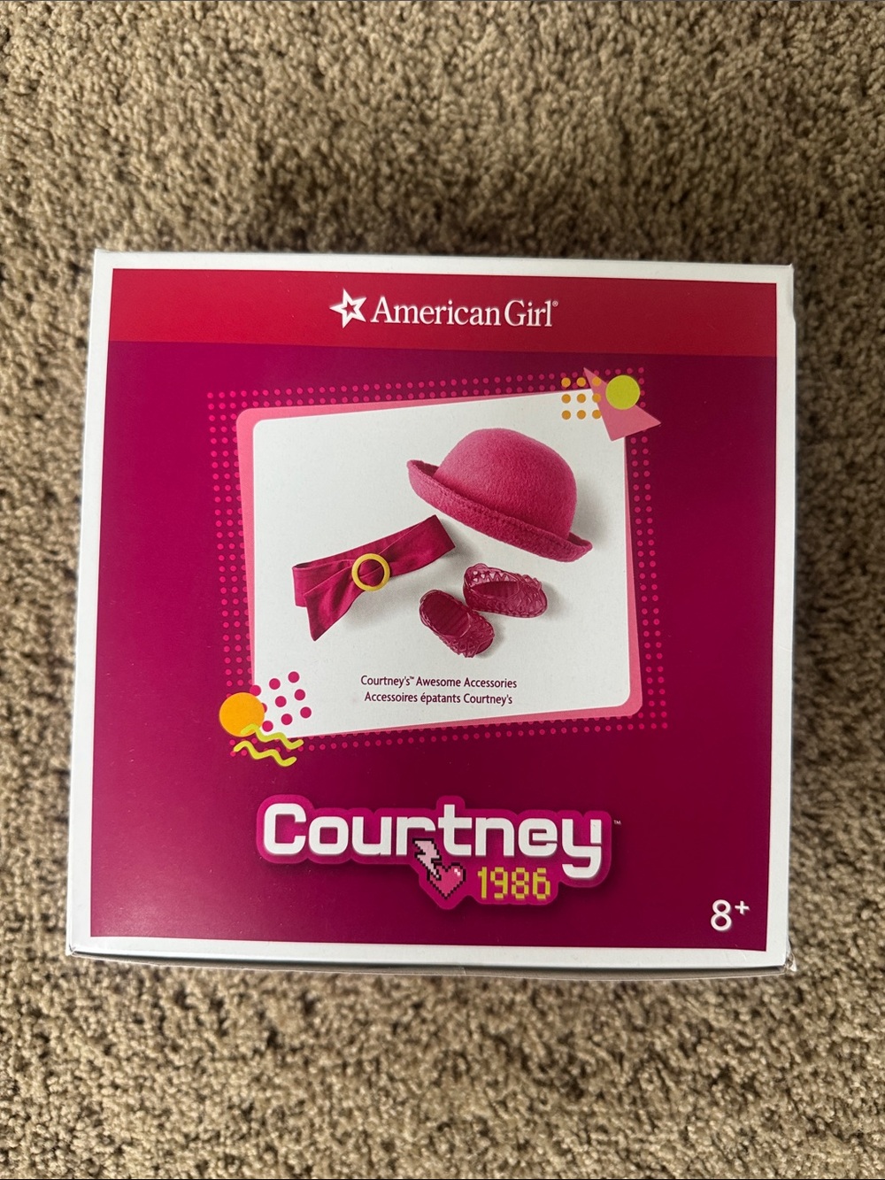 American Girl Courtney Hot Pink Hat & Matching Accessories